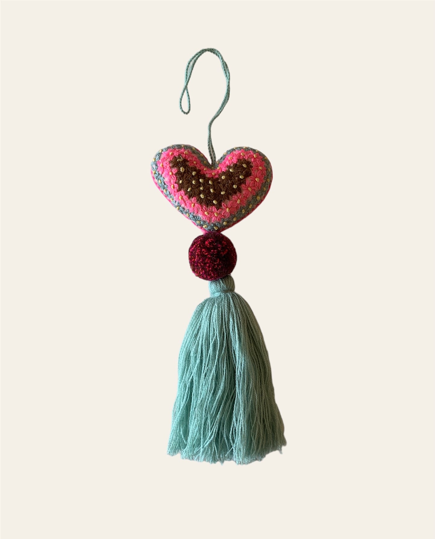 Heart Pompom tassel