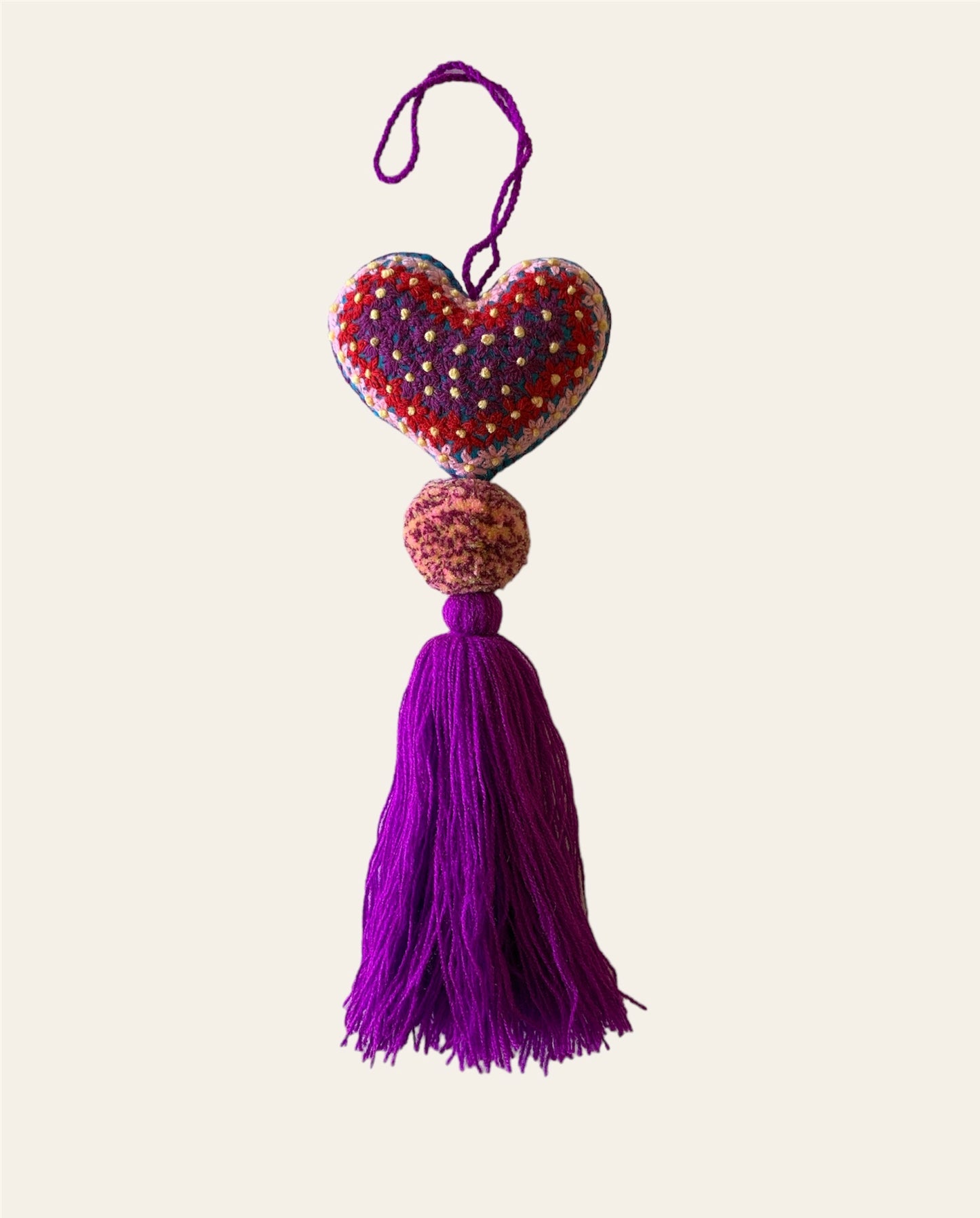 Heart Pompom tassel